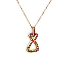 Simla Kolye - Rodolit garnet 18 ayar altın kolye (40 cm rose altın rolo zincir) #1wg9us4