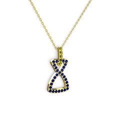 Simla Kolye - Peridot ve lab safir 18 ayar altın kolye (40 cm altın rolo zincir) #1wsb8dj