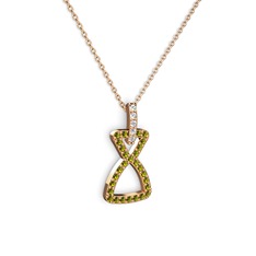 Simla Kolye - Swarovski ve peridot 18 ayar rose altın kolye (40 cm rose altın rolo zincir) #1wt6t1c