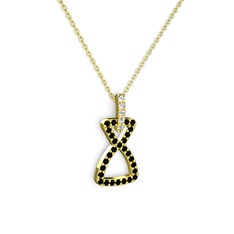 Swarovski ve siyah zirkon 14 ayar altın kolye (40 cm gümüş rolo zincir)