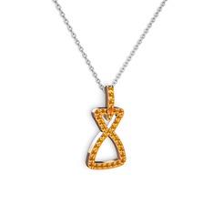 Simla Kolye - Sitrin 14 ayar rose altın kolye (40 cm beyaz altın rolo zincir) #1xq8mlv