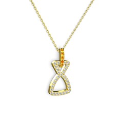 Simla Kolye - Sitrin ve swarovski 925 ayar altın kaplama gümüş kolye (40 cm altın rolo zincir) #1xsq4x3