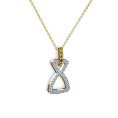 Peridot ve akuamarin 925 ayar rose altın kaplama gümüş kolye (40 cm altın rolo zincir)