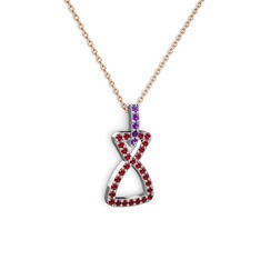 Ametist ve garnet 925 ayar gümüş kolye (40 cm gümüş rolo zincir)