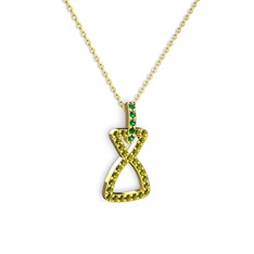 Simla Kolye - Yeşil kuvars ve peridot 925 ayar altın kaplama gümüş kolye (40 cm altın rolo zincir) #3ef76g