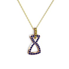 Simla Kolye - Peridot ve lab safir 14 ayar rose altın kolye (40 cm gümüş rolo zincir) #439an2