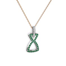 Simla Kolye - Swarovski ve yeşil kuvars 925 ayar gümüş kolye (40 cm gümüş rolo zincir) #5f16c3