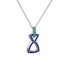 Simla Kolye - Kök zümrüt ve lab safir 18 ayar beyaz altın kolye (40 cm gümüş rolo zincir) #6fttqo