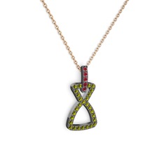 Simla Kolye - Kök yakut ve peridot 925 ayar siyah rodyum kaplama gümüş kolye (40 cm gümüş rolo zincir) #8uqsfy
