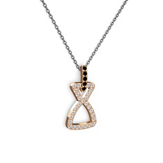 Simla Kolye - Siyah zirkon ve swarovski 18 ayar rose altın kolye (40 cm gümüş rolo zincir) #9m8kh9
