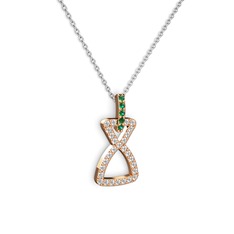 Simla Kolye - Yeşil kuvars ve swarovski 14 ayar rose altın kolye (40 cm beyaz altın rolo zincir) #9vnpjg