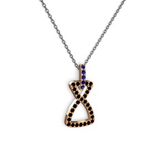 Simla Kolye - Lab safir ve siyah zirkon 14 ayar rose altın kolye (40 cm gümüş rolo zincir) #alq24l