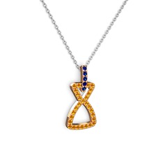 Simla Kolye - Lab safir ve sitrin 14 ayar rose altın kolye (40 cm beyaz altın rolo zincir) #azp17g