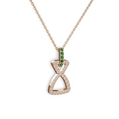 Simla Kolye - Yeşil kuvars ve swarovski 14 ayar rose altın kolye (40 cm rose altın rolo zincir) #ba7fz3