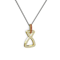 Simla Kolye - Kök yakut ve swarovski 925 ayar altın kaplama gümüş kolye (40 cm gümüş rolo zincir) #bkdqq3