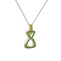 Peridot ve yeşil kuvars 8 ayar altın kolye (40 cm gümüş rolo zincir)