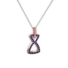 Simla Kolye - Pembe kuvars ve lab safir 14 ayar rose altın kolye (40 cm beyaz altın rolo zincir) #cfvefi