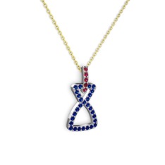 Simla Kolye - Rodolit garnet ve lab safir 18 ayar beyaz altın kolye (40 cm gümüş rolo zincir) #dmn1x6