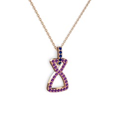 Simla Kolye - Lab safir ve ametist 14 ayar rose altın kolye (40 cm rose altın rolo zincir) #epeah3
