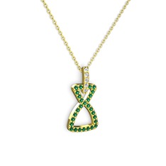Simla Kolye - Swarovski ve yeşil kuvars 18 ayar altın kolye (40 cm altın rolo zincir) #ex1ip8