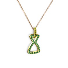 Simla Kolye - Peridot ve yeşil kuvars 14 ayar altın kolye (40 cm gümüş rolo zincir) #fzreae