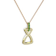 Simla Kolye - Yeşil kuvars ve swarovski 925 ayar altın kaplama gümüş kolye (40 cm gümüş rolo zincir) #gfdcm9