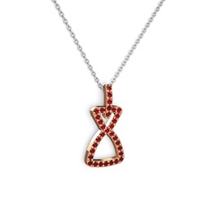 Simla Kolye - Garnet 8 ayar rose altın kolye (40 cm beyaz altın rolo zincir) #gm3m17