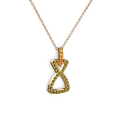 Simla Kolye - Sitrin ve peridot 8 ayar rose altın kolye (40 cm rose altın rolo zincir) #gy1oc1