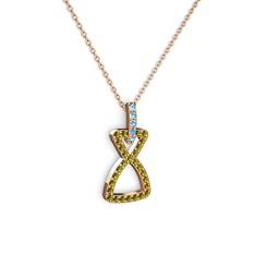 Simla Kolye - Akuamarin ve peridot 14 ayar rose altın kolye (40 cm rose altın rolo zincir) #idfkt7