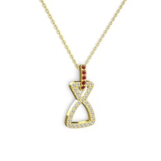 Kök yakut ve swarovski 18 ayar altın kolye (40 cm altın rolo zincir)