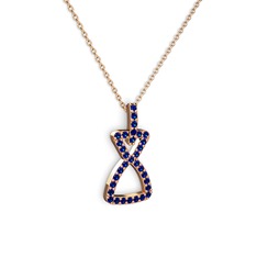 Simla Kolye - Lab safir 18 ayar rose altın kolye (40 cm rose altın rolo zincir) #jqsny6