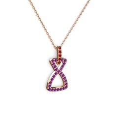 Simla Kolye - Garnet ve ametist 925 ayar rose altın kaplama gümüş kolye (40 cm rose altın rolo zincir) #juyu4e