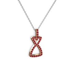 Rodolit garnet 14 ayar rose altın kolye (40 cm beyaz altın rolo zincir)