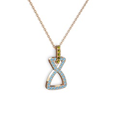 Simla Kolye - Peridot ve akuamarin 8 ayar rose altın kolye (40 cm rose altın rolo zincir) #kcnstl