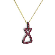 Simla Kolye - Garnet ve rodolit garnet 925 ayar siyah rodyum kaplama gümüş kolye (40 cm altın rolo zincir) #kcy4um