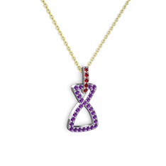 Garnet ve ametist 925 ayar gümüş kolye (40 cm altın rolo zincir)