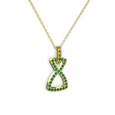 Simla Kolye - Peridot ve yeşil kuvars 925 ayar altın kaplama gümüş kolye (40 cm altın rolo zincir) #kp745p