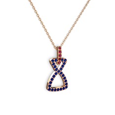 Simla Kolye - Rodolit garnet ve lab safir 8 ayar rose altın kolye (40 cm gümüş rolo zincir) #llhw2h