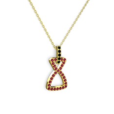 Siyah zirkon ve rodolit garnet 18 ayar altın kolye (40 cm altın rolo zincir)