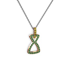 Simla Kolye - Peridot ve yeşil kuvars 14 ayar rose altın kolye (40 cm gümüş rolo zincir) #mt5xi8
