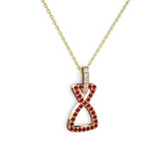 Simla Kolye - Pırlanta ve garnet 18 ayar rose altın kolye (0.55 karat, 40 cm altın rolo zincir) #n5shbl