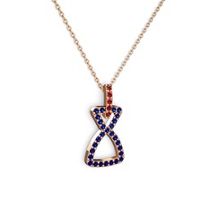 Simla Kolye - Garnet ve lab safir 925 ayar rose altın kaplama gümüş kolye (40 cm rose altın rolo zincir) #n7hvgh