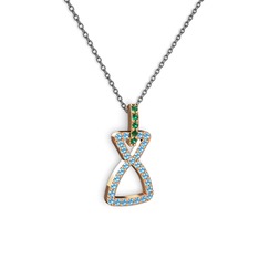 Simla Kolye - Yeşil kuvars ve akuamarin 14 ayar rose altın kolye (40 cm gümüş rolo zincir) #nglckm