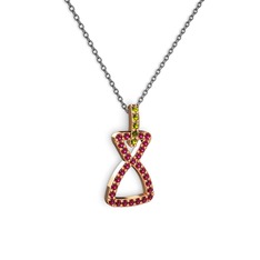 Simla Kolye - Peridot ve rodolit garnet 14 ayar rose altın kolye (40 cm gümüş rolo zincir) #ntngue