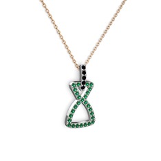 Simla Kolye - Siyah zirkon ve yeşil kuvars 925 ayar gümüş kolye (40 cm rose altın rolo zincir) #o1twku