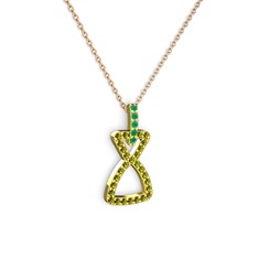 Simla Kolye - Kök zümrüt ve peridot 925 ayar altın kaplama gümüş kolye (40 cm rose altın rolo zincir) #odbqu0