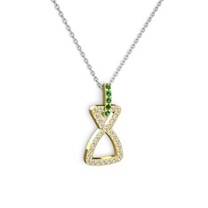 Yeşil kuvars ve swarovski 925 ayar altın kaplama gümüş kolye (40 cm gümüş rolo zincir)