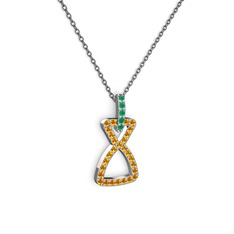 Simla Kolye - Kök zümrüt ve sitrin 925 ayar gümüş kolye (40 cm gümüş rolo zincir) #pxefqw