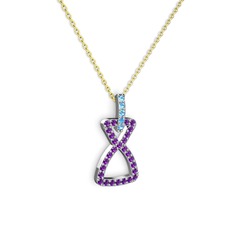 Simla Kolye - Akuamarin ve ametist 925 ayar gümüş kolye (40 cm altın rolo zincir) #qcbdmd