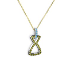 Simla Kolye - Akuamarin ve peridot 8 ayar beyaz altın kolye (40 cm altın rolo zincir) #qcfdqo